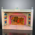 Ornate Open Design Stage Model With Pink Curtains Miniature Figurines And Decorative Details