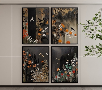 New Chinese Style Decorative Hanging Painting 3d model