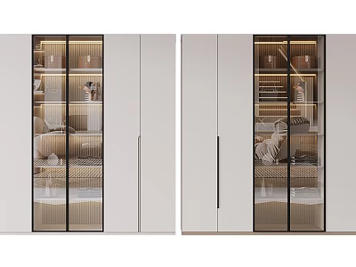Modern Minimalist Wardrobe With Glass Doors Interior Lighting And Storage Design 3d model