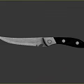Stainless Steel Blade Kitchen Knife With Black Handle And Rivets
