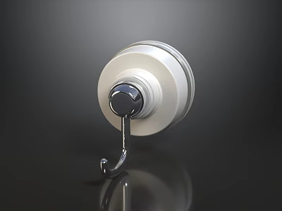 Sleek White Base Metal Hook With Shiny Finish For Home Organization 3d model