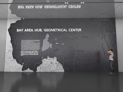 Bay Area Hub Geometrical Center Large Wall Map With Person Viewing Details 3d model