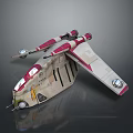 Sci-Fi Spaceship Featuring Red White Color Scheme Wing Structure And Engine Details 3d model