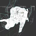 Ornate Silver Elephant Sculpture With Riveted Metallic Surface And Text Details