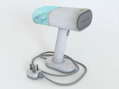 Handheld Household Appliance with Gray Body Blue Transparent Top Power Cord Plug Handle and Base 3d model