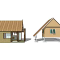 Wooden House Designs With Thatched and Gabled Roofs Porch and Windows