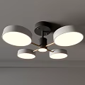 Contemporary Ceiling Lights Featuring Multiple Round White Lampshades And Sleek Dark Base Designs 3d model