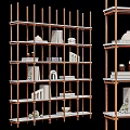Wooden Storage Shelf Unit with Multiple Shelves Decorative Items Books Vases and Sculptures