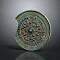 Antique Bronze Mirror With Circular Design And Intricate Carved Decorative Patterns 3d model