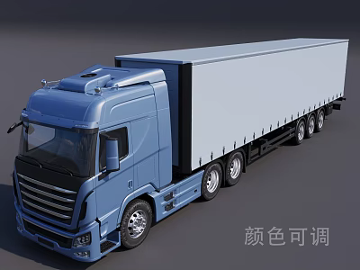 Color Adjustable Blue Cargo Truck With Spacious Trailer And Modern Cab Design 3d model