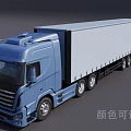Color Adjustable Blue Cargo Truck With Spacious Trailer And Modern Cab Design 3d model