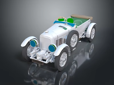 Electric Toy Vintage Convertible Car With Silver Body And Green Seats 3d model Electric Toy Vintage Convertible Car With Silver Body And Green Seats 3d model