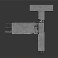 Concrete Cross Shaped Structure With Steel Rebars And 3D Architectural Design