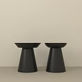 Two Black Modern Minimalist Side Tables With Conical Base And Round Top 3d model