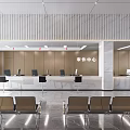 Modern Public Service Hall With Reception Counter And Comfortable Seats 3d model