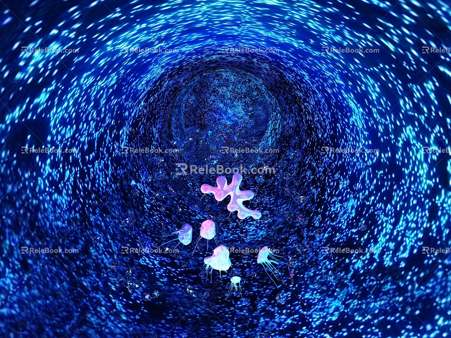 Jellyfish Water World Underwater World Marine Life Water Fish Tank Star Fish Tank Underwater Ocean Abyss Yixing Hall Glass Light 3d model