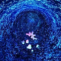 Blue Glowing Tunnel Space With Floating Pink And White Jellyfish Like Objects 3d model