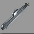 Blue Military Submarine with Command Tower Periscope Number 4015 and Long Hull Design