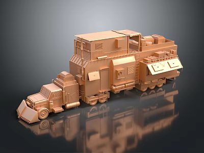 Copper Colored Electric Toy Train With Multiple Carriages And Detailed Design 3d model