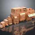 Copper Colored Electric Toy Train With Multiple Carriages And Detailed Design