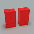 Two Modern Red Storage Containers with Double Doors Drawers and Top Slots 3d model