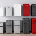Various Colored Refrigerators And Freezers With Different Designs On