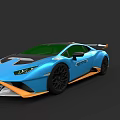 Blue Sports Car With GTO Badge And Orange Accents Sleek Aerodynamic Design