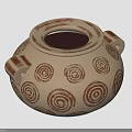 Traditional Handcrafted Pottery Jar With Beige Base Brown Spiral Patterns And Handles