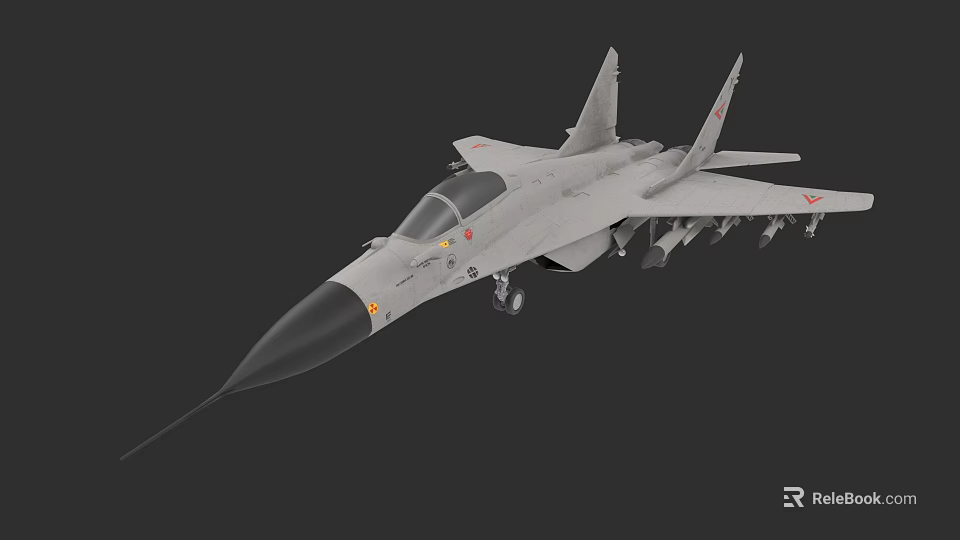Advanced Gray Fighter Jet With Streamlined Design Weapon Mounts And Landing Gear 3d model 