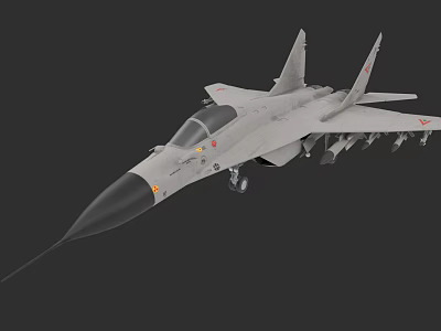 Advanced Gray Fighter Jet With Streamlined Design Weapon Mounts And Landing Gear 3d model