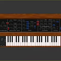 Moog Synthesizer With Wooden Case Front Panel Knobs Buttons And Keyboard