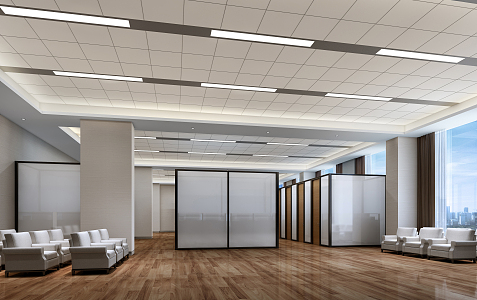 Public office area of modern hall 3d model