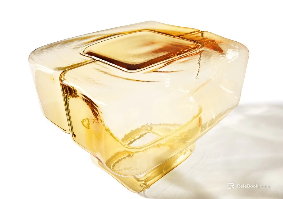Amber Transparent Glass Side Table With Modern Geometric Design And Sleek Structure 3d model 
