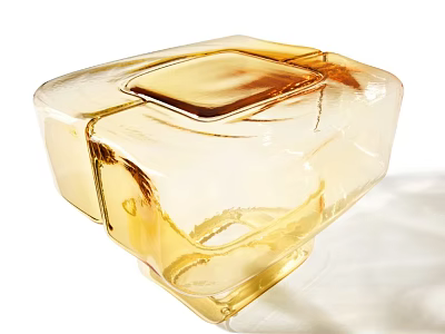 Amber Transparent Glass Side Table With Modern Geometric Design And Sleek Structure 3d model