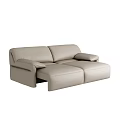 Modern Light Beige Leather Two Seater Sofa With Sleek Armrests Design 3d model