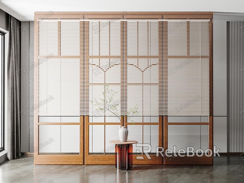 Modern venetian blinds solid wood louver floor-to-ceiling windows model