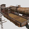 Rusty Old Steamboat Equipped With Cargo Tanks And Paddle Wheel