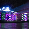 Live Stage Performance With Performer Purple Green Lights And Large Screen 3d model