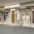 Modern Clothing Store Interior With Display Racks Mannequins And White Garments