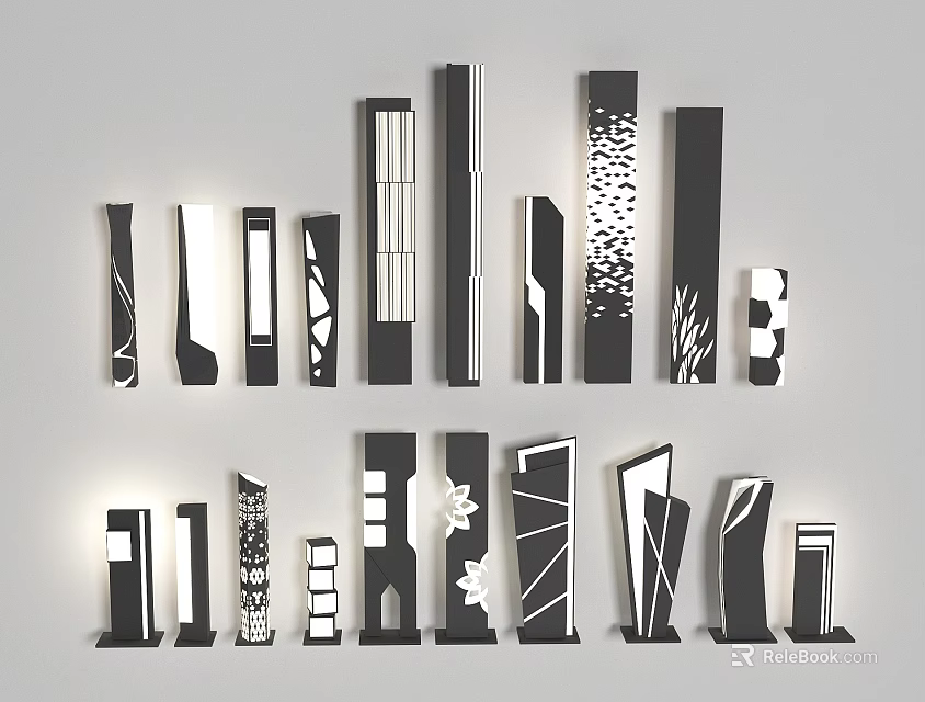 Various Modern Outdoor Lights With Creative Shapes For Home Garden Decor 3d model 