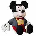 Mickey Mouse Plush Toy With Black Ears Red Bow Tie Gray Coat And Red Pants