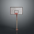Standalone Basketball Backboard With Red Hoop And Metal Support Pole