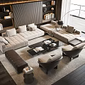 Modern Living Room Sofa and Coffee Table Set with Light Fabric Pillows Black Glass Top and Accent Chairs
