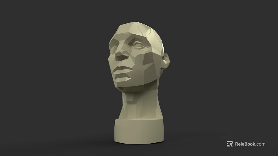 Game And Film Character Low Poly 3D Head Sculpture Model Design 3d model 