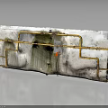 White Panel With Yellow Pipes Green Stains Red Device Metal Frame And Water Droplets