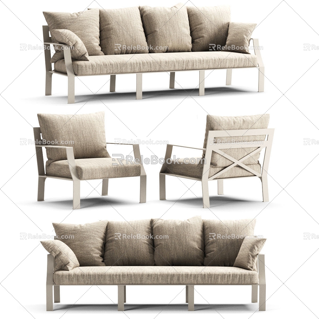 Casual Sofa Combination Casual Sofa Living Room Sofa Multi-person Sofa Pillow Pillow Home Furniture Simple Chinese Style 3d model