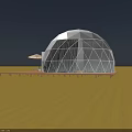 Spherical Dome Shaped Glamping Lodge With Wooden Deck And Snowy Mountain View