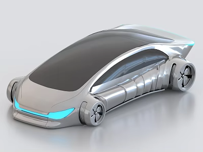 Futuristic Silver Concept Car With Streamlined Shape And Illuminated Details 3d model
