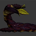 3D Model of Snake with Purple Scaled Body and Yellow Head Design