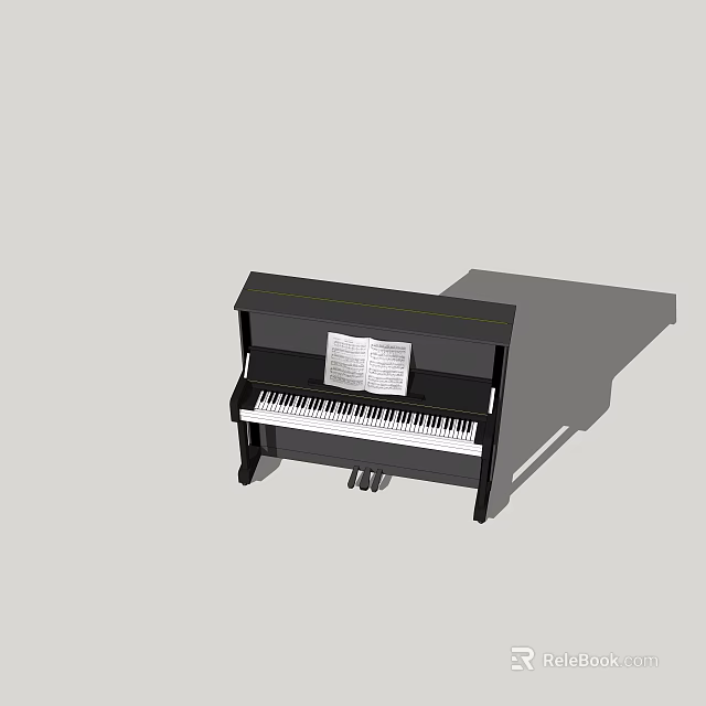 Stylish Black Piano Decorative Piece With Sheet Music On Top For Home Decoration 3d model 